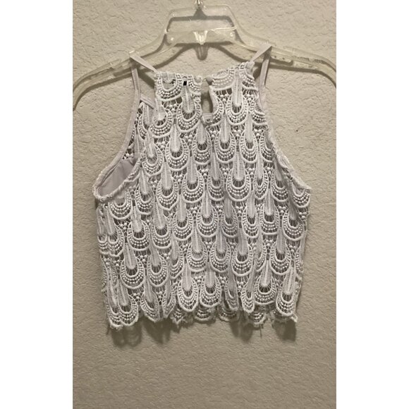 Papaya White Lace Crop Top With Intricate Pattern For Women Size s - Picture 4 of 5